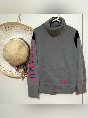 Under Armour Kids Gray Turtleneck Sweatshirt with Pink Logo